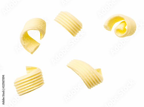 Принти на полотні different butter curls or rolls isolated on white background