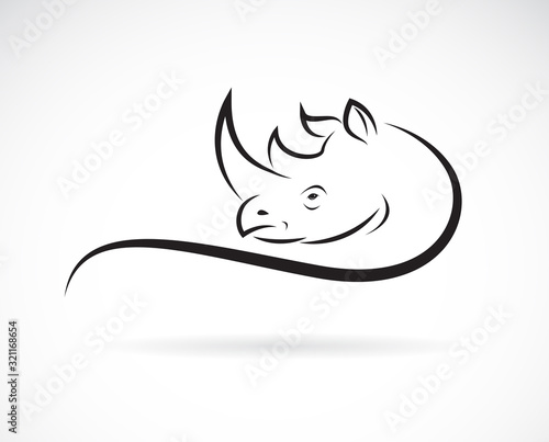 Vector of rhinoceros head design on a white background. Wild Animals. Rhino logo or icon. Easy editable layered vector illustration.