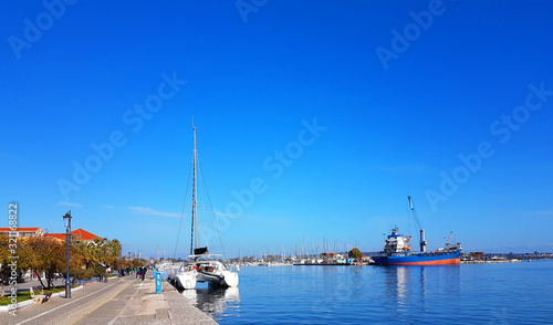 preveza city port greece in winter sunny day photo