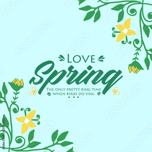 Decoratve of leaf and floral frame, for love spring greeting card template design. Vector