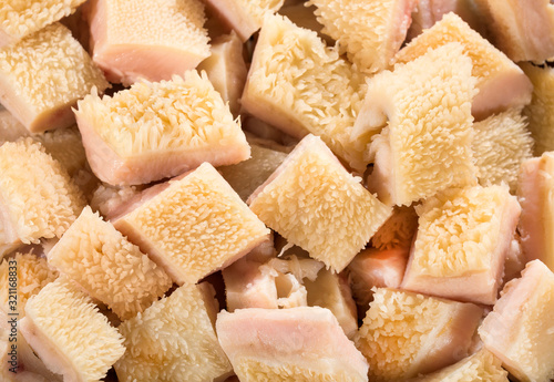 Raw tripe in pieces - Text space