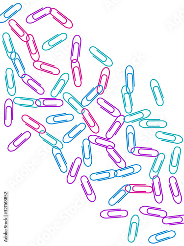 Stationary paperclips isolated on white background