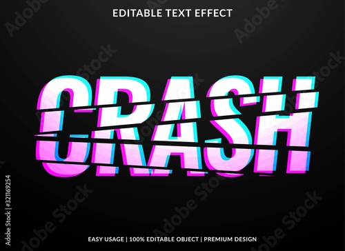 crash text effect template with bold type style and glitch concept use for sticker and logotype 