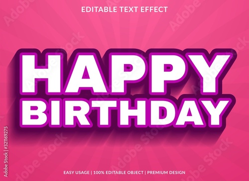 happy birthday text effect template with 3d bold type style and retro concept use for brand label and logotype 