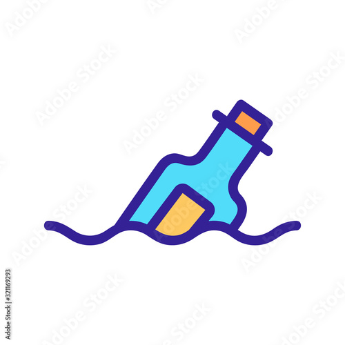 The bottle floats the icon vector. Thin line sign. Isolated contour symbol illustration