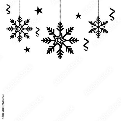 snowflakes christmas hanging isolated icon vector illustration design