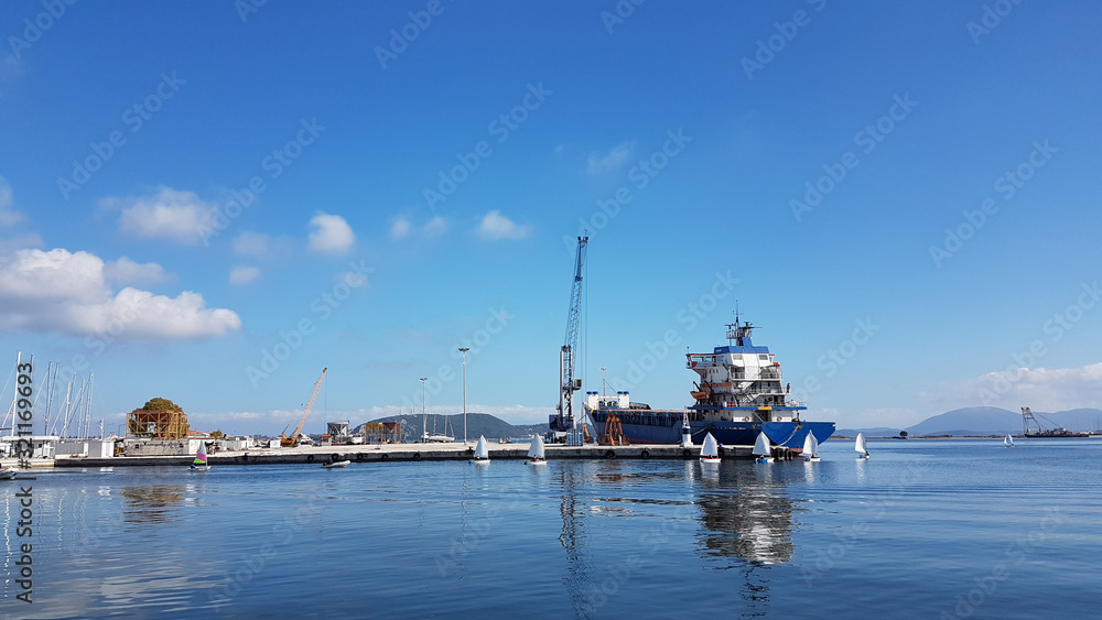 preveza city port greece in winter sunny day