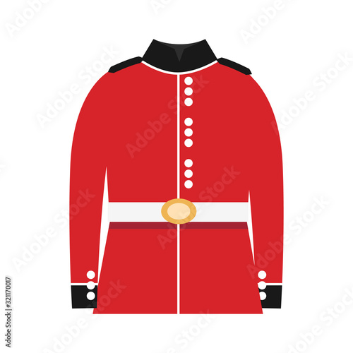 British soldier clothes in flat style. Queen's Guard traditional uniform.
