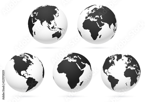 World globe earth map. Vector illustrations.