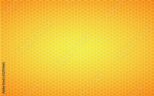 Yellow abstract gradient background. Gradient dotted background going from bright yellow in the center to bright orange at the edges of the background with focus point in the center of the background.