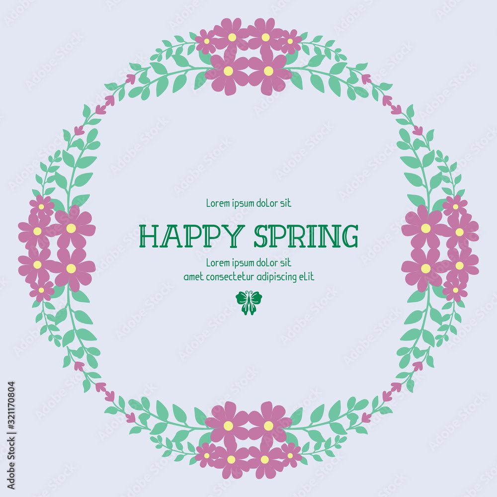 Modern frame design with leaf and flower, for happy spring greeting card design. Vector