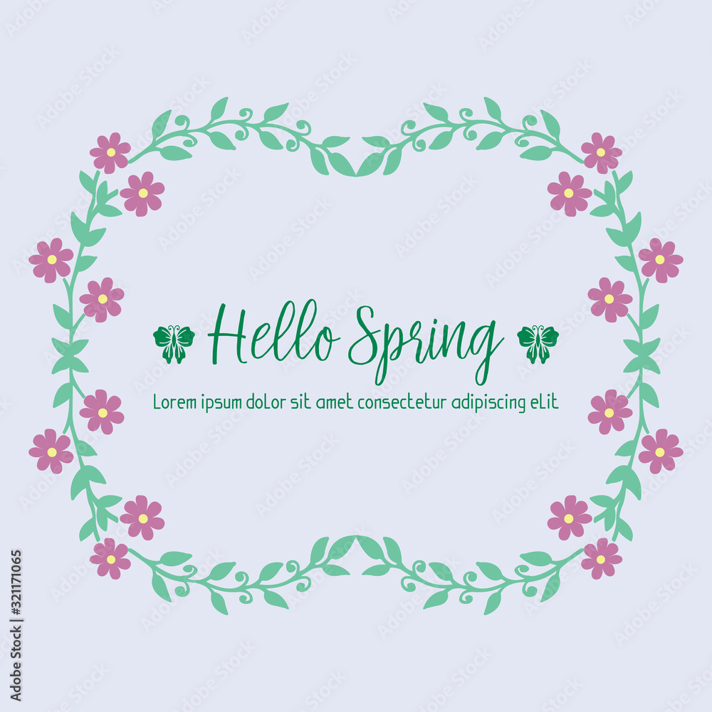 Elegant Shape of happy spring invitation card, with unique leaf and flower frame. Vector