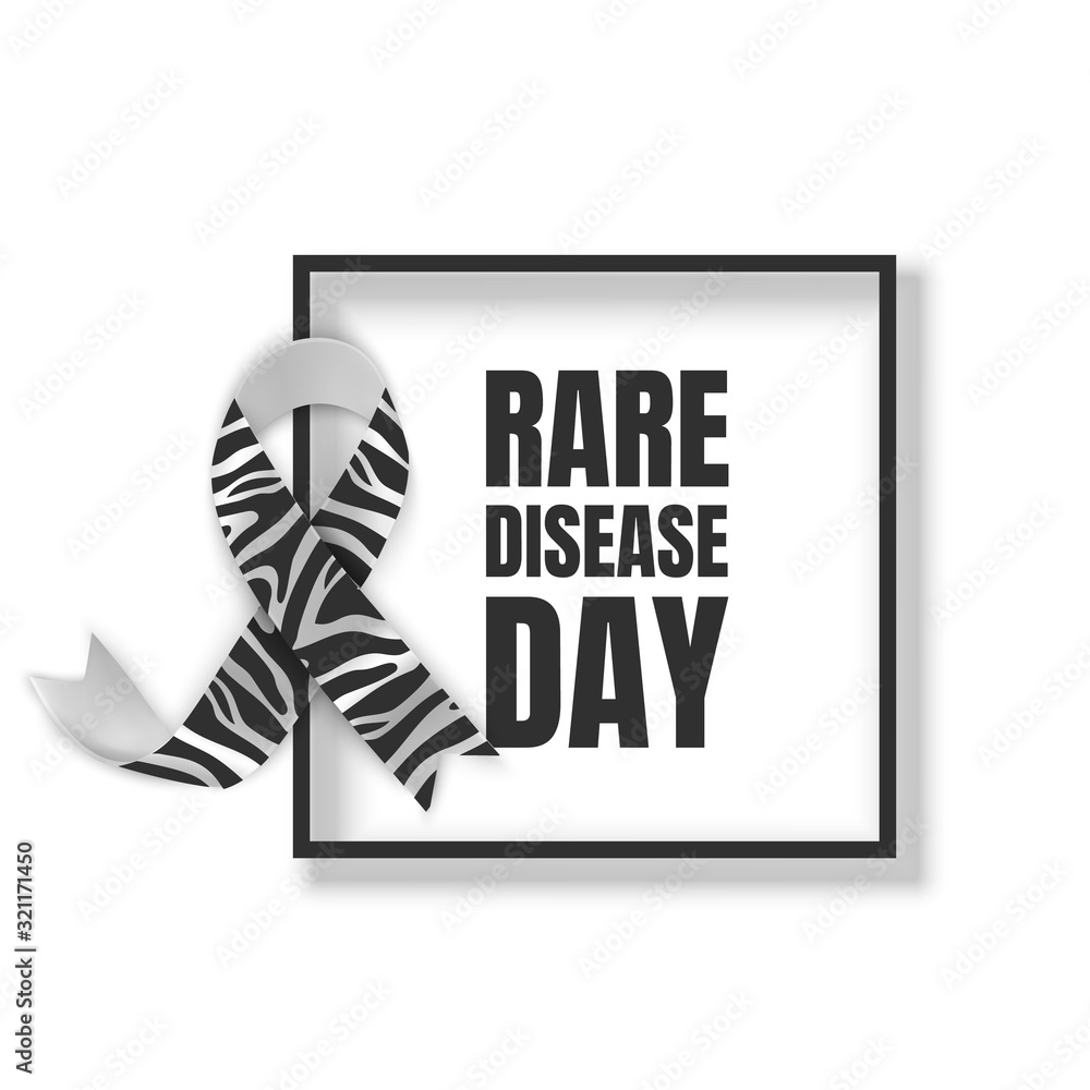 Realistic Ribbon Symbol Of Rare Disease Awareness Day Ribbon With Zebra Print Template For 8272