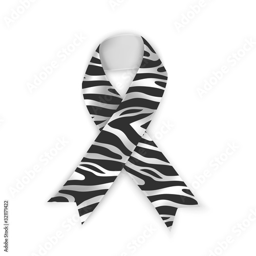 Symbol of Rare Disease Day, Zebra Stripe Color Ribbon Isolated On White Background. Vector Design Template For Poster. photo