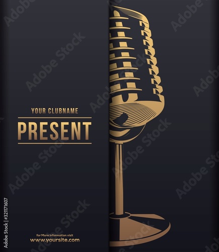 Illustration of elegant poster background template with microphone concept