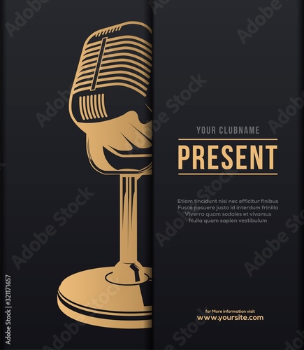 Illustration of elegant poster background template with microphone concept