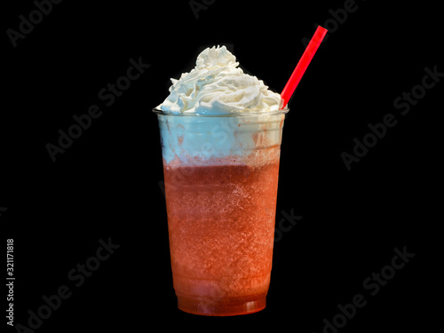 Wallpaper Mural Fresh fruit smoothie in a clear plastic cup with whipped cream Torontodigital.ca
