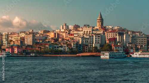 Photography View of Beyoğlu distric with the Galata Tower on Istanbul city, Turkey at the Go