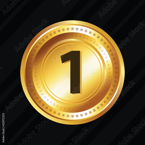 1 Number Circular Vector Gold Web Icon Button