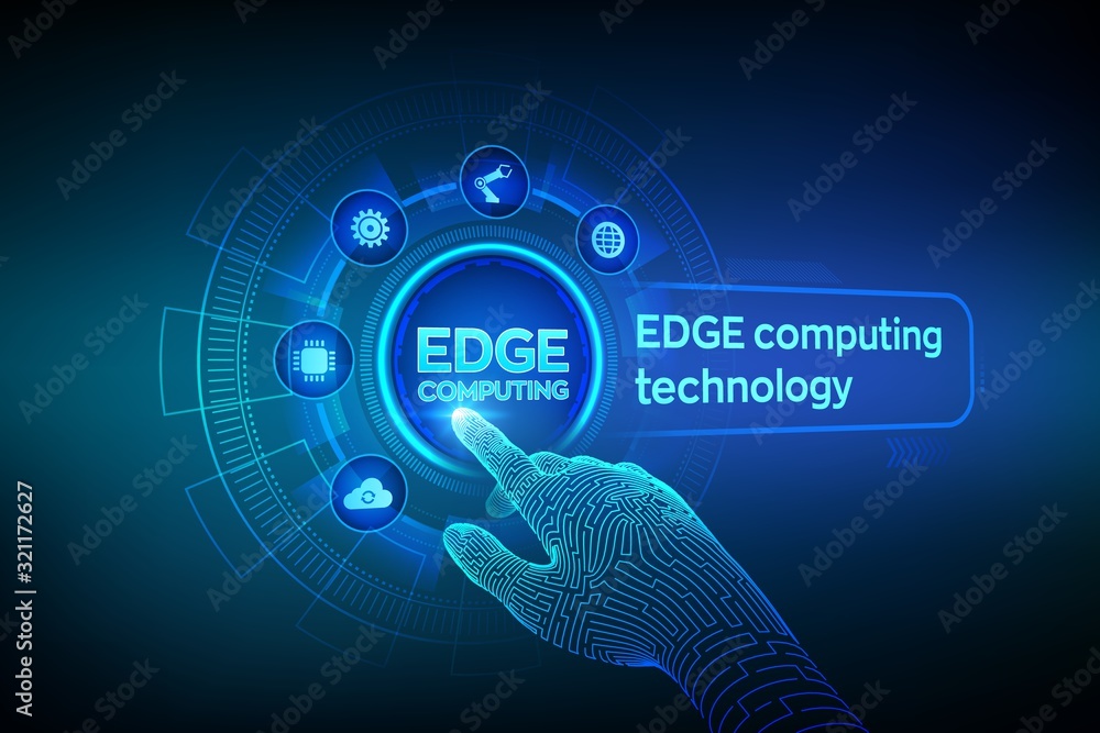 Edge computing modern IT technology on virtual screen concept. Edge ...