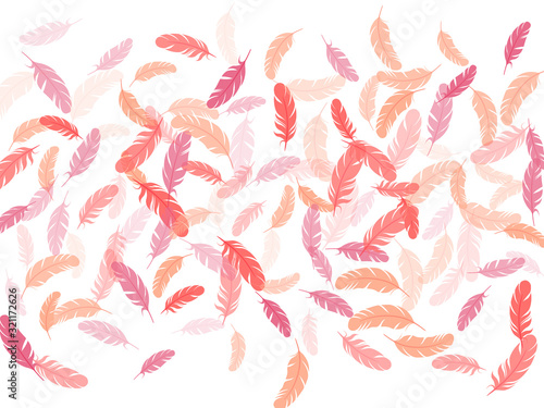 Flying feather elements airy vector design.