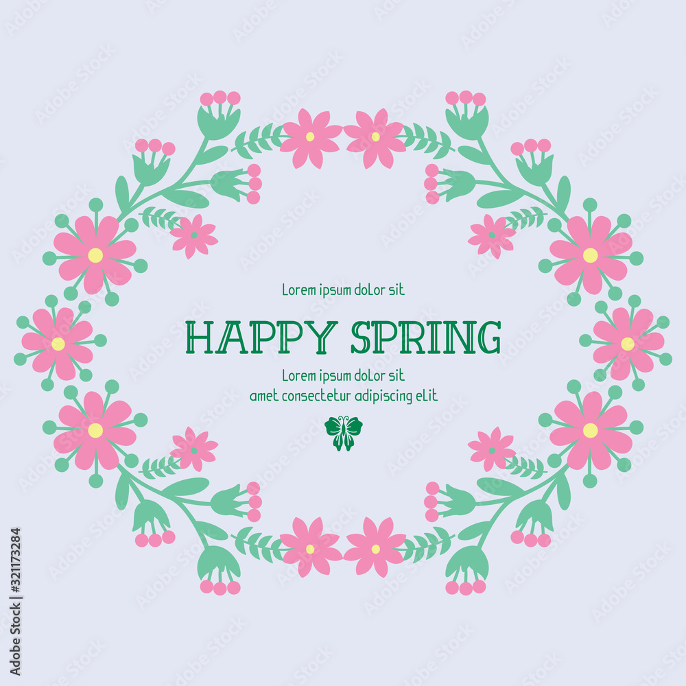 Seamless Ornate of leaf and flower frame, for happy spring greeting cards design. Vector