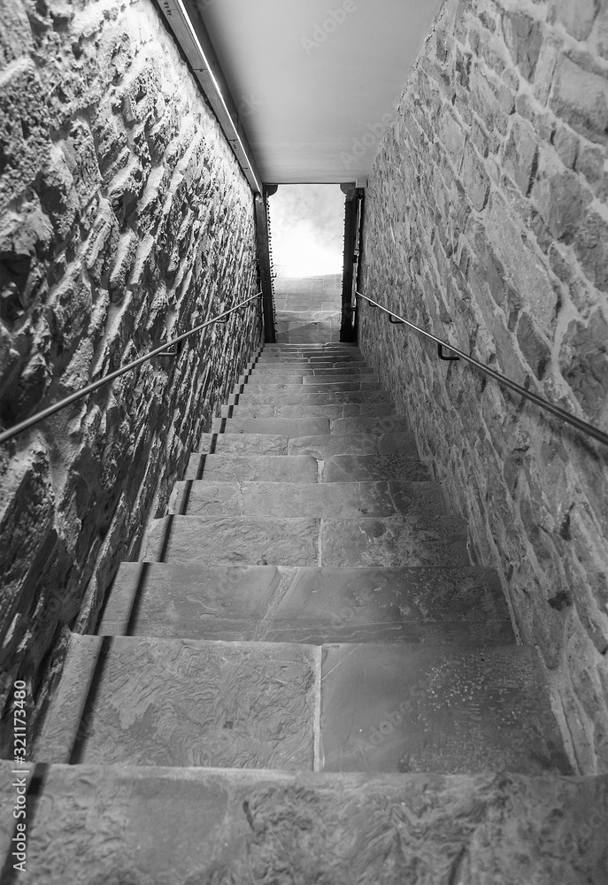 staircase in an old tunnel