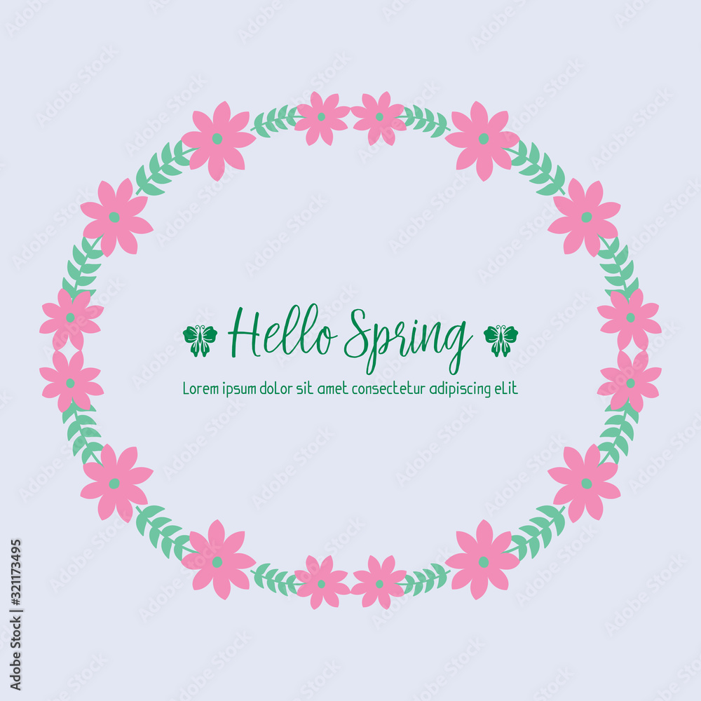 Beautiful Crowd of leaf and flower frame, for happy spring romantic invitation card template design. Vector