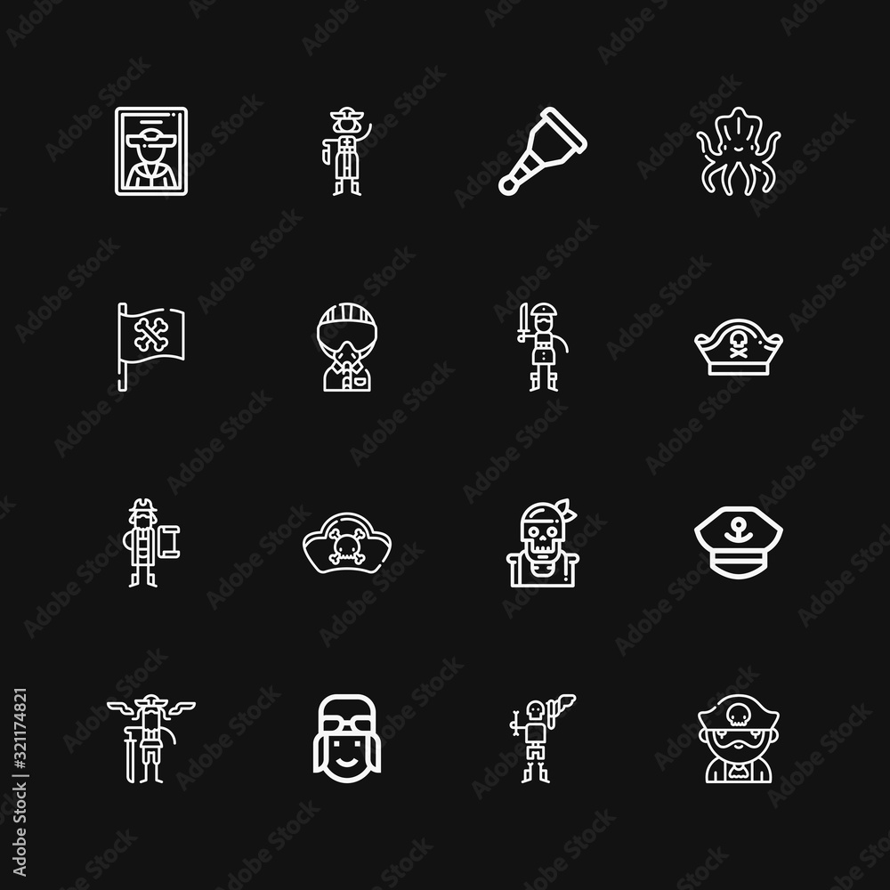 Editable 16 captain icons for web and mobile Editable 16 captain icons for web and mobile