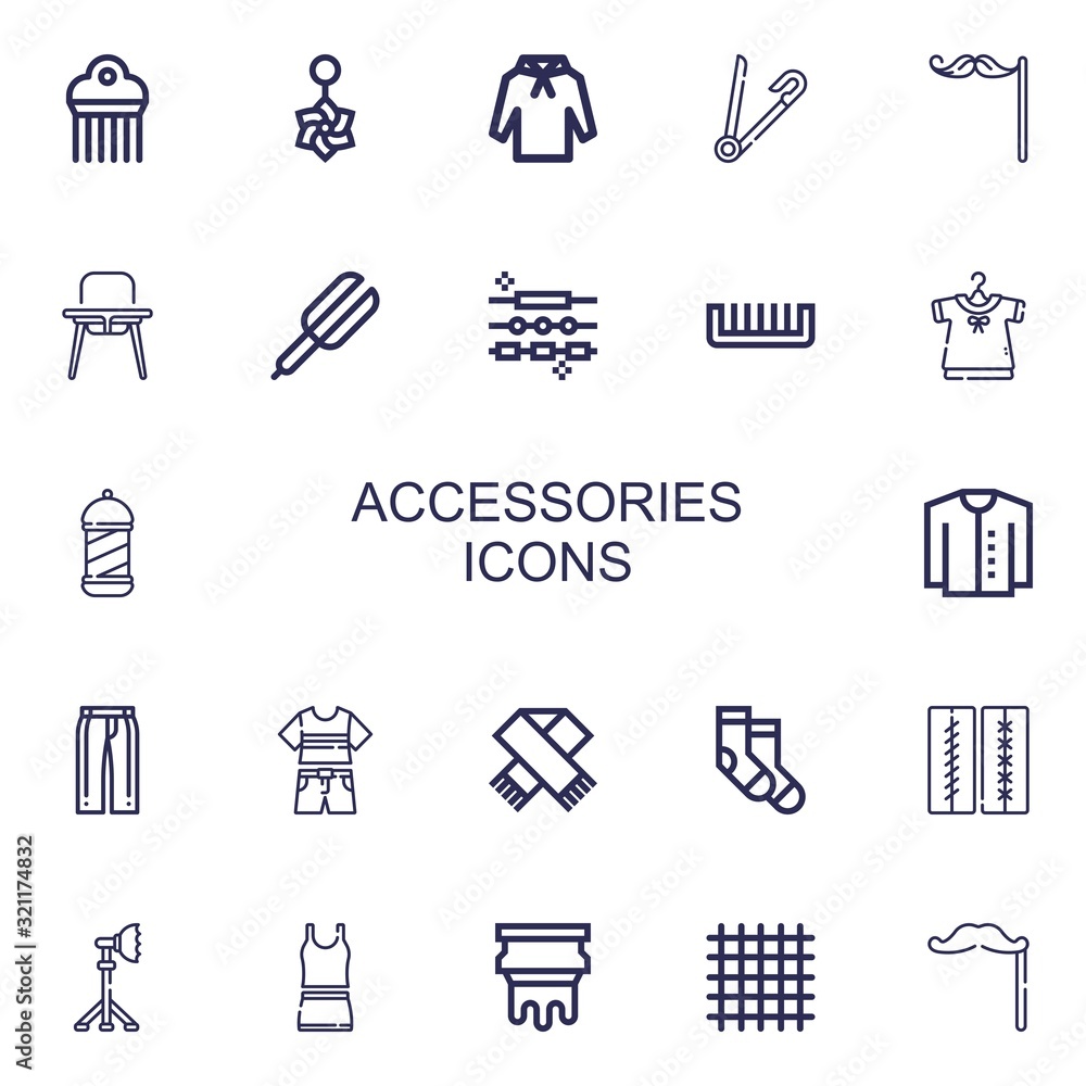 Fototapeta premium Editable 22 accessories icons for web and mobile
