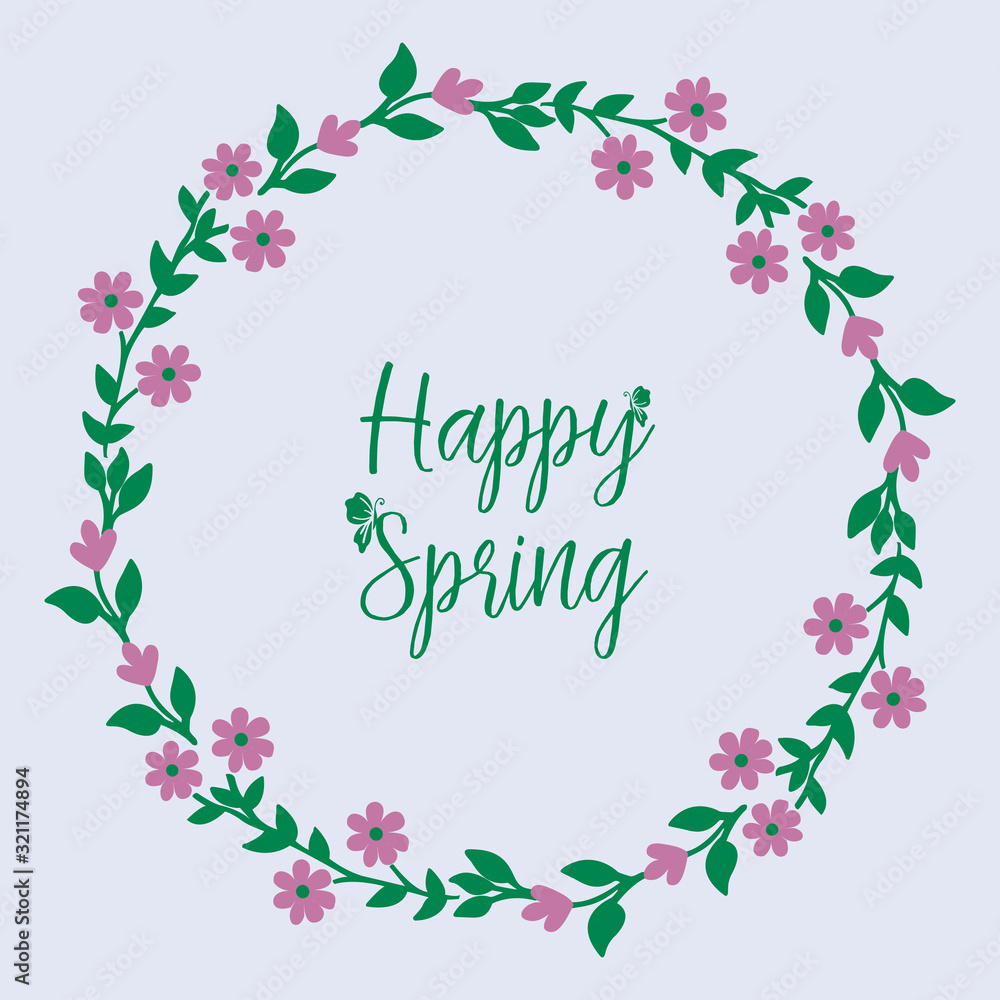 Leaf and floral Decorative frame, for happy spring invitation card template design. Vector