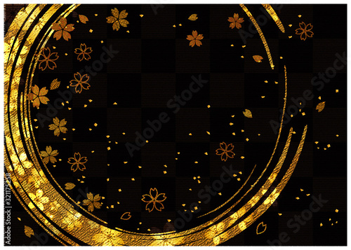 桜金箔_筆書き_和柄背景