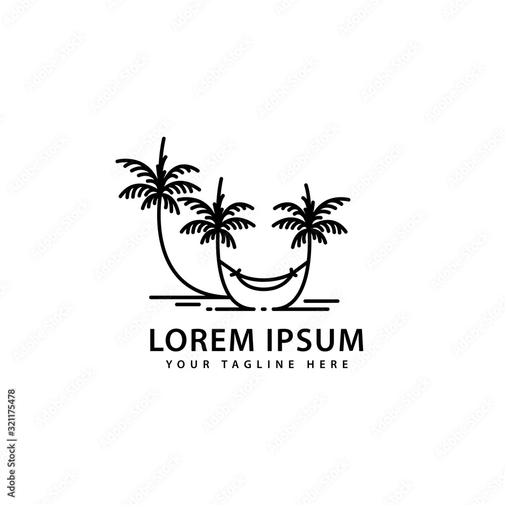 hammock logo design with outdoor palm trees hammock logo design with outdoor palm trees