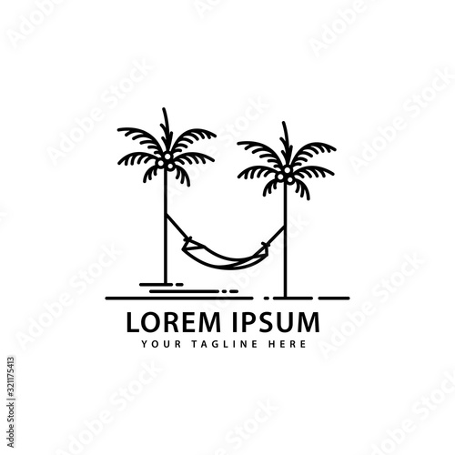 hammock logo design with outdoor palm trees
