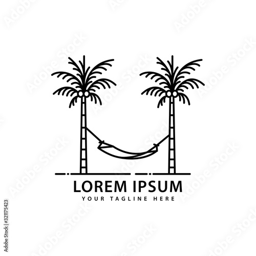 hammock logo design with outdoor palm trees