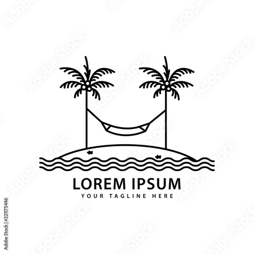 hammock logo design with outdoor palm trees