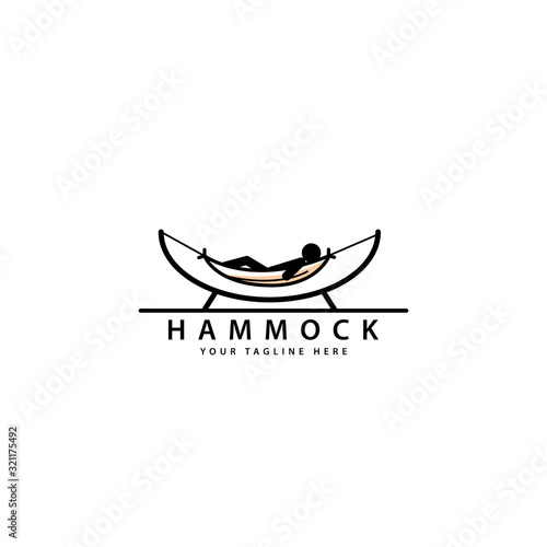 Silhouette hammock logo design, a place to relax while on vacation