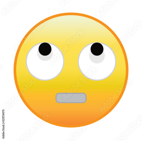 Bored emoji. Yellow annoyed emoticon face with open mouth and rolling eyes, as an expression of being bored, annoyed, impatient or irritated.