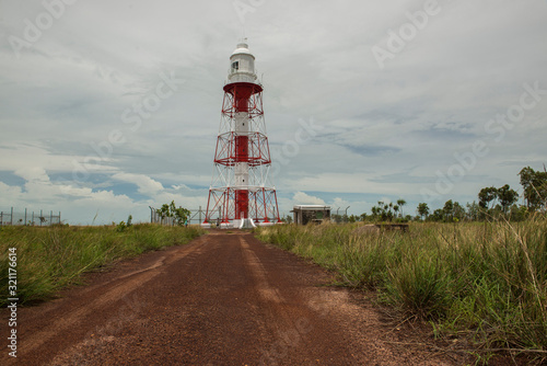 Lighthouse on red cliffs  Cox Peninsula  Darwin  Northern Territory  Australia.