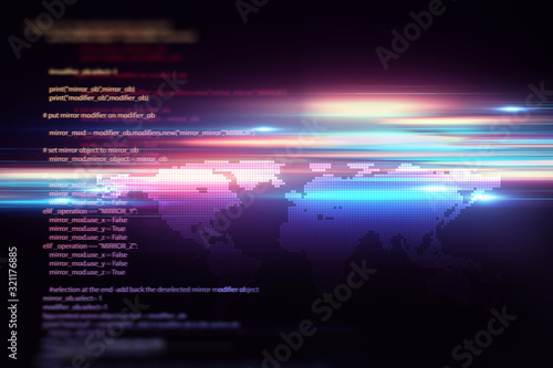 Light speed zoProgramming code abstract technology background of software developer and Computer scriptom travel in Deep space background 3d illustration.