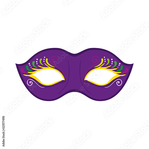 Mardi gras mask design, Party carnival decoration celebration festival holiday fun new orleans and traditional theme Vector illustration