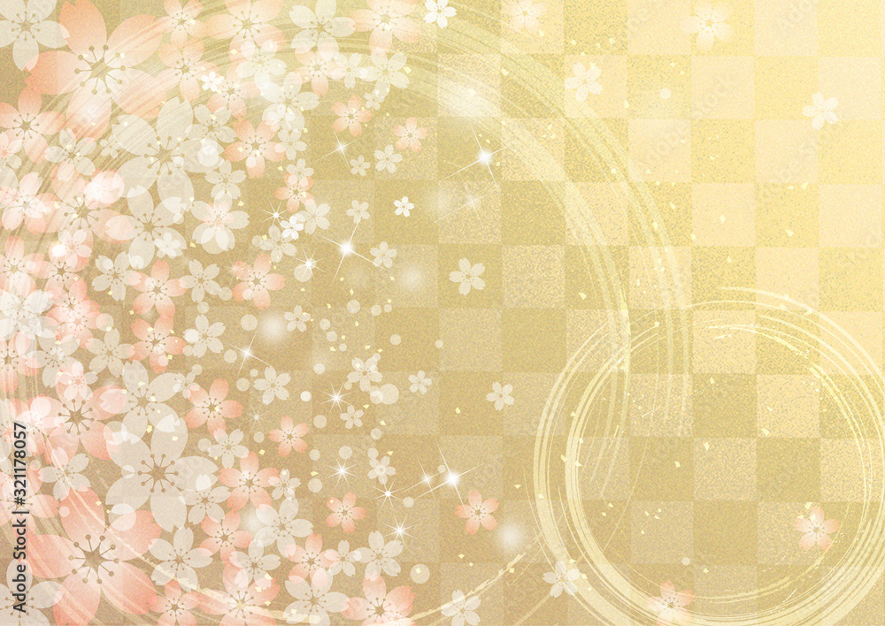 Obraz premium 桜_和柄_金箔背景