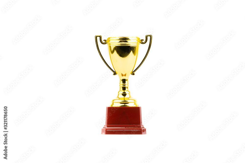 Trophy and medal closeup on white background Trophy and medal closeup on white background