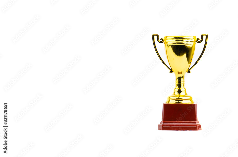 Trophy and medal closeup on white background Trophy and medal closeup on white background