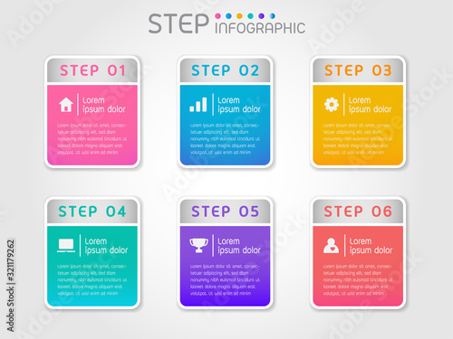 Geometric square shape elements with steps,options,processes or workflow.Business data visualization.