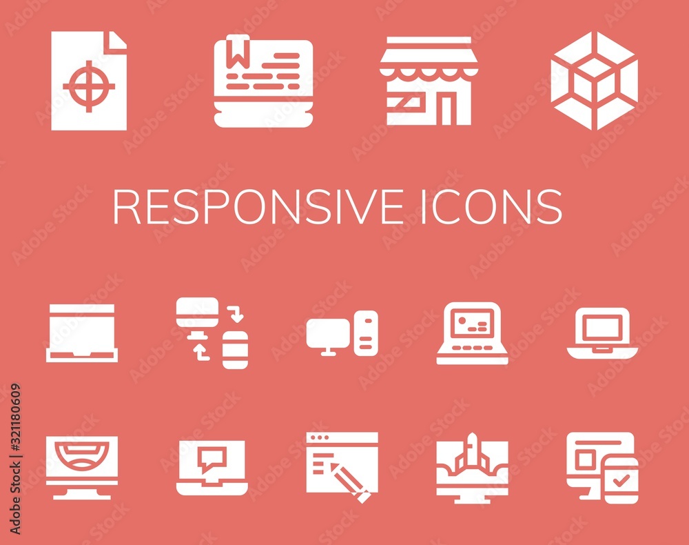 Modern Simple Set of responsive Vector filled Icons Modern Simple Set of responsive Vector filled Icons