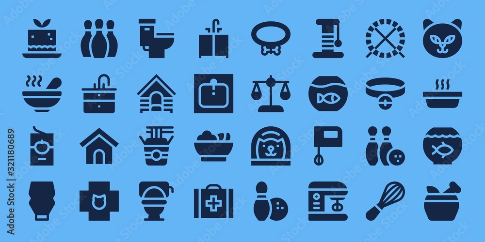 Modern Simple Set of bowl Vector filled Icons