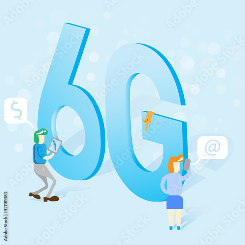  The 6g digital connection  vector image for technology content.