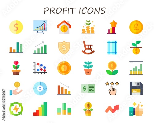 Modern Simple Set of profit Vector flat Icons