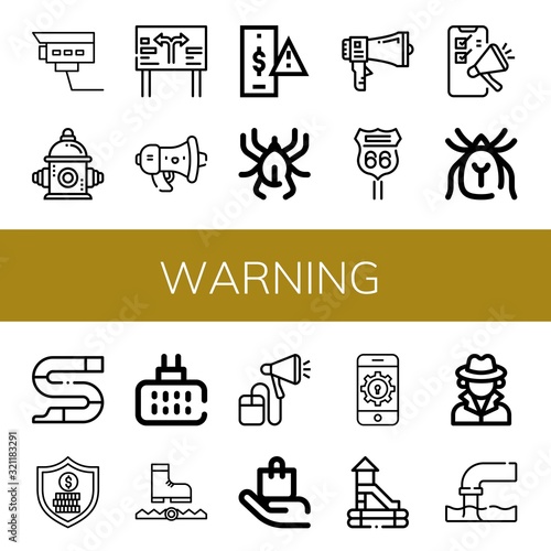 warning simple icons set